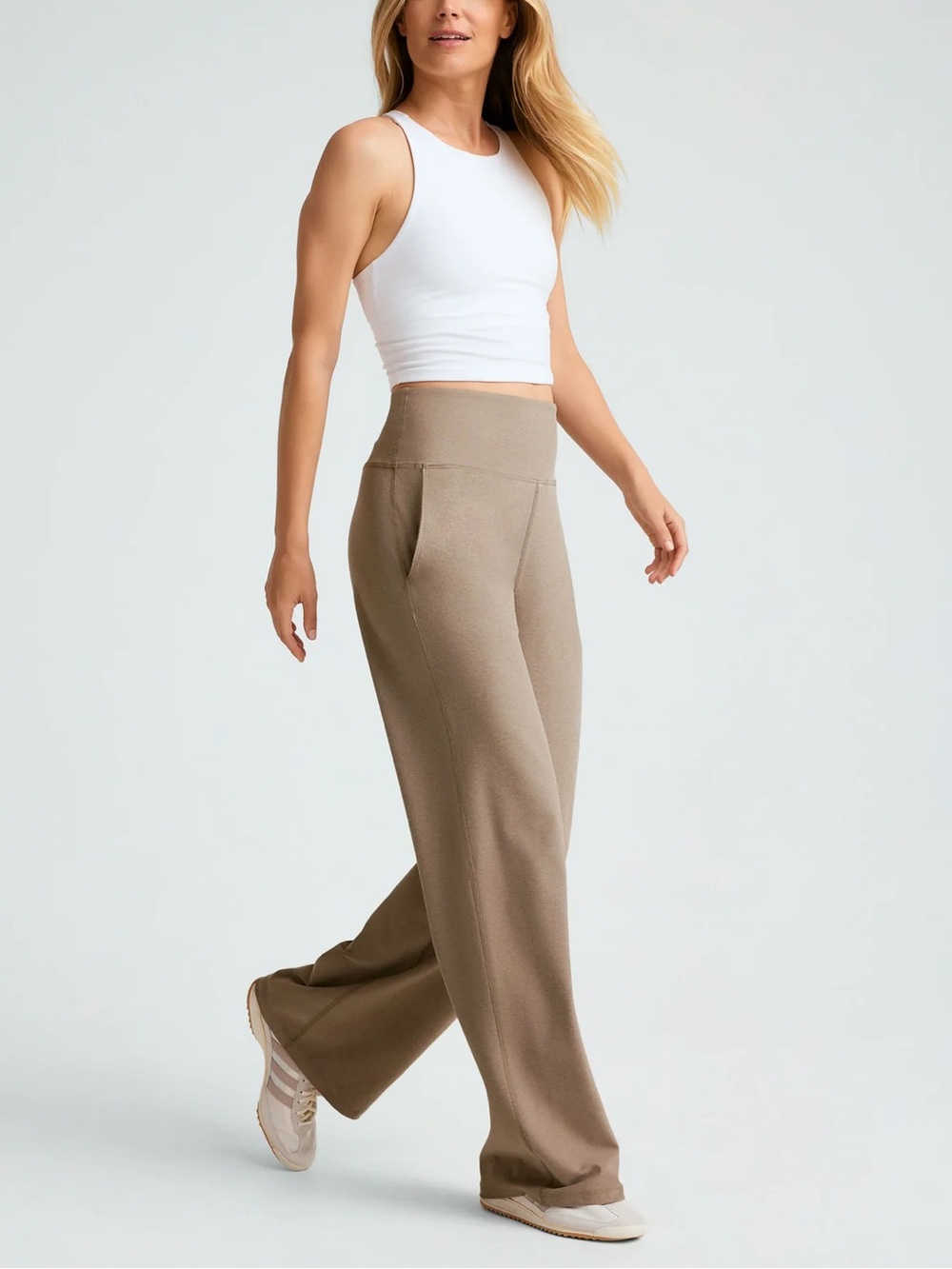 NWT Beyond Yoga Spacedye Laid Back Wide Leg Pant Birch Heather S